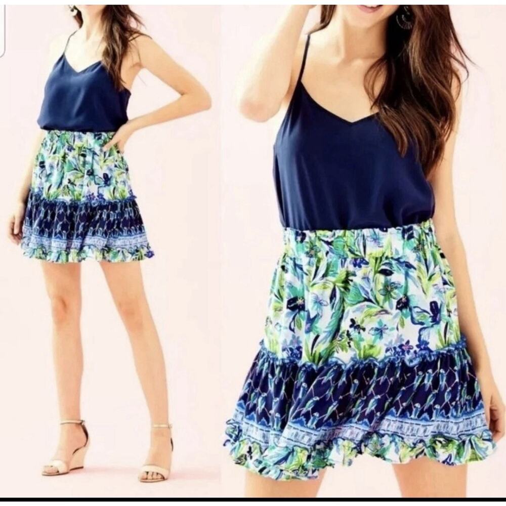 Lilly Pulitzer Womens Sz L Raya Skirt Tiered Beach Colorful Vacation Resort Wear